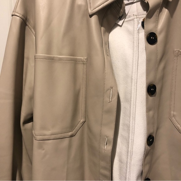 Mango Cream Faux Leather Shirt - Picture 3 of 5